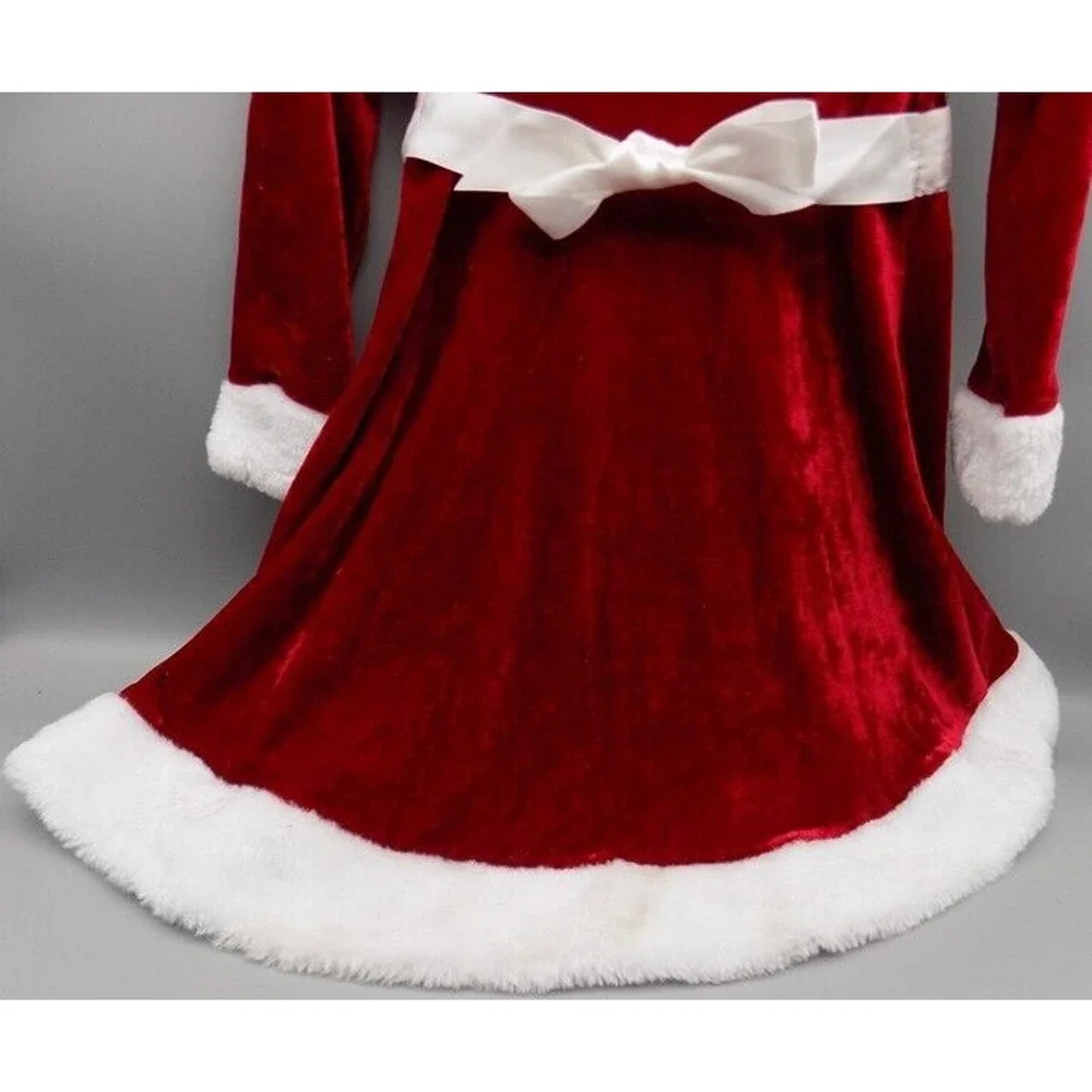 Red Velvet Velour Size 4 Holiday Christmas Dress Sequins Fur Pink & Violet New